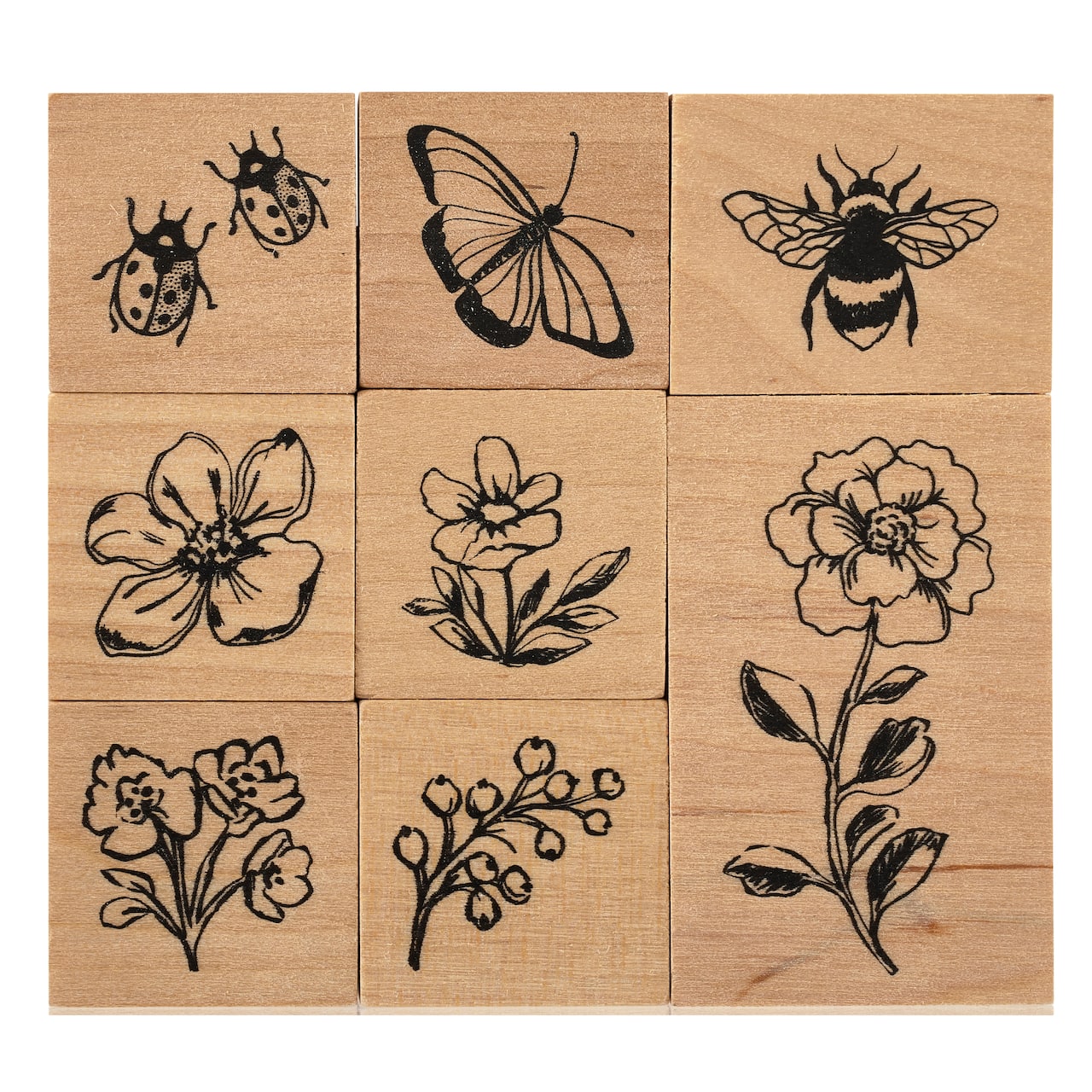 Ensemble d’étampes en bois à thème de fleurs de Recollections